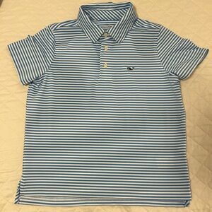 Vineyard Vines Boys Sankaty Polo, Light Blue Striped, Size 7